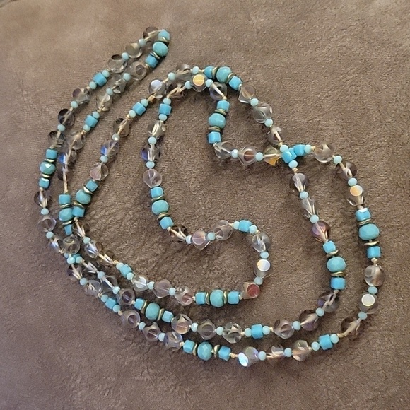Handmade Long Vintage Czech Glass Knotted Necklace - Picture 2 of 12
